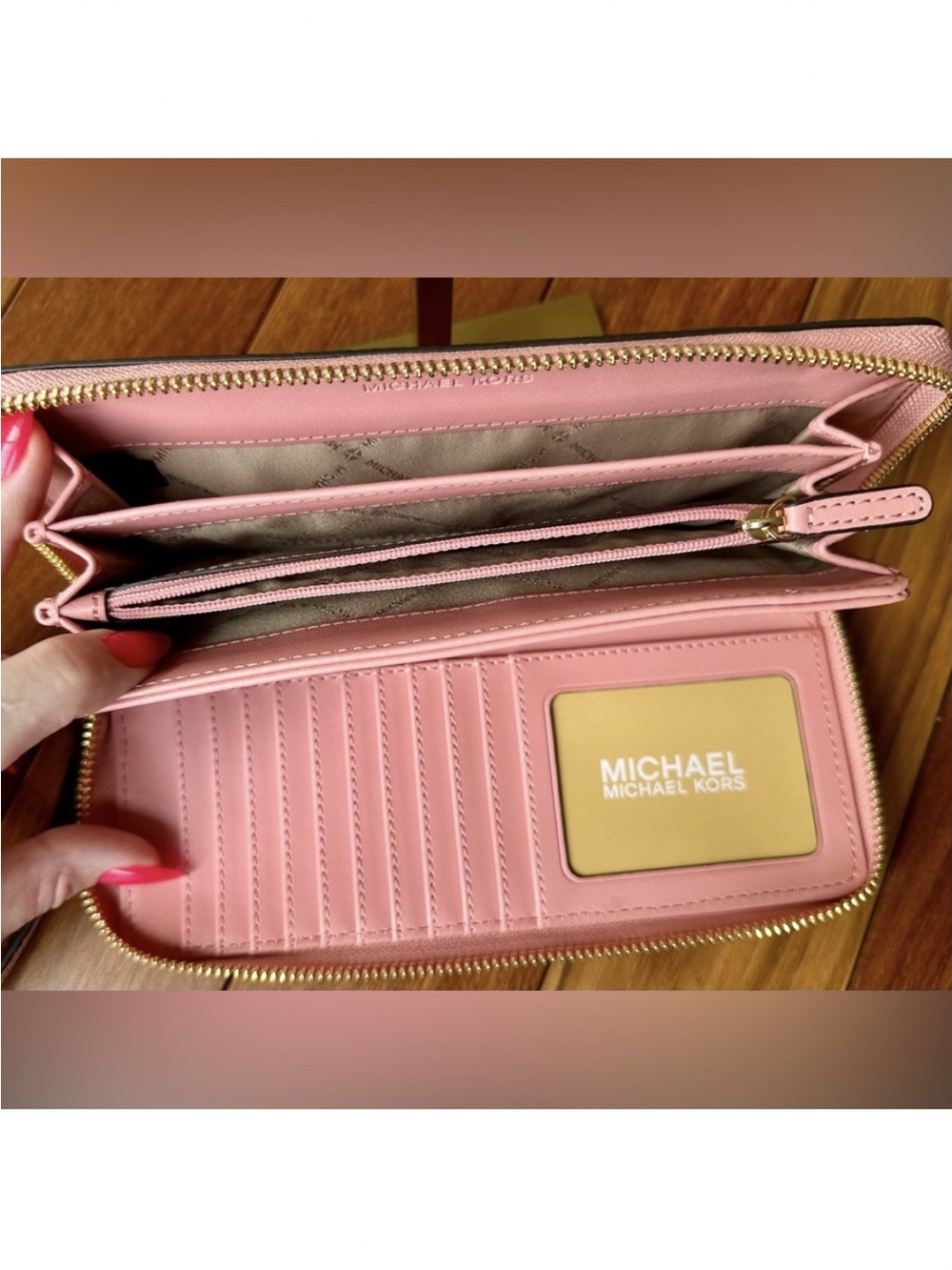 Michael Kors Rose Pink Pebbled Leather Wristlet - Picture 6 of 7